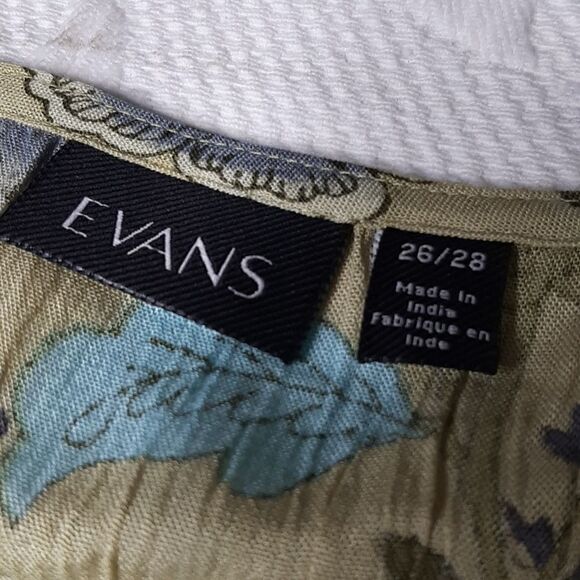 Evans Green and Blue Print Flowy Shirt with Tassels NWOT - Picture 6 of 11